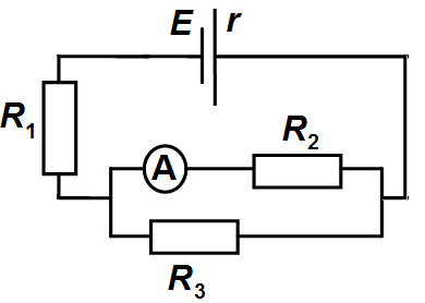 Schema circuitului electric cu 3 rezistori și ampermetru